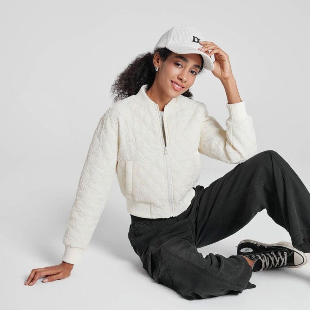 Women's Quilted Bomber Jacket - Wild Fable Cream XL